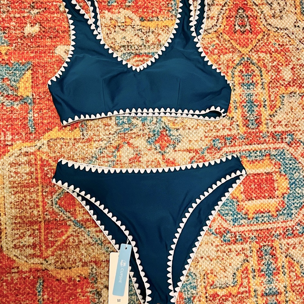 Cupshe Crochet Blue Bikini Set